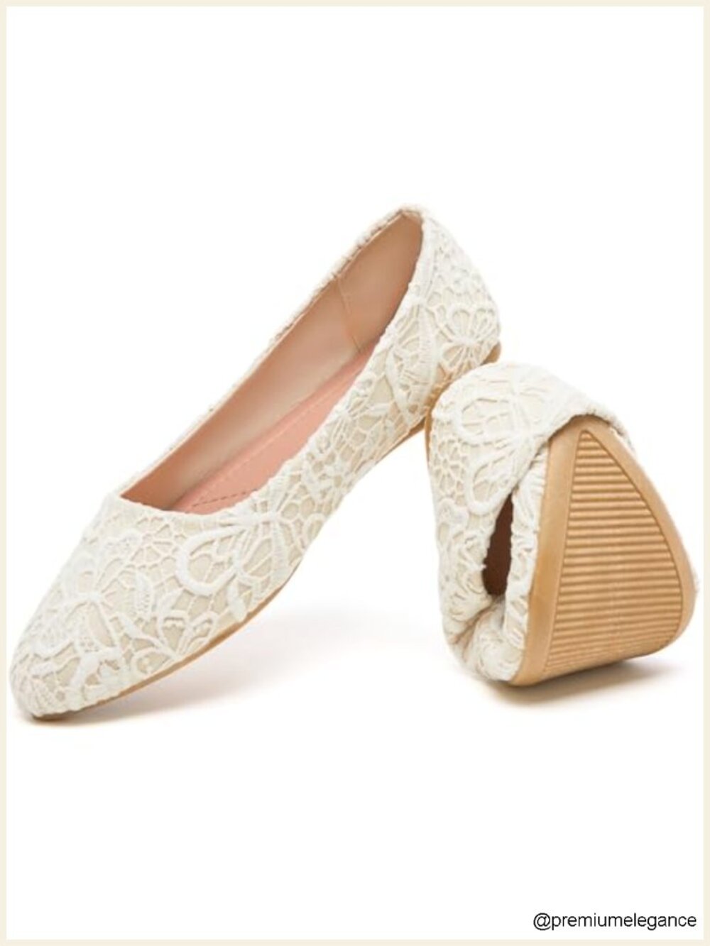 Women's Lace Ballet Flats with Floral Embroidery - Pointed Toe, Comfort Foam